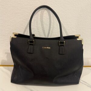 Calvin Klein Black and Gold Tote Bag